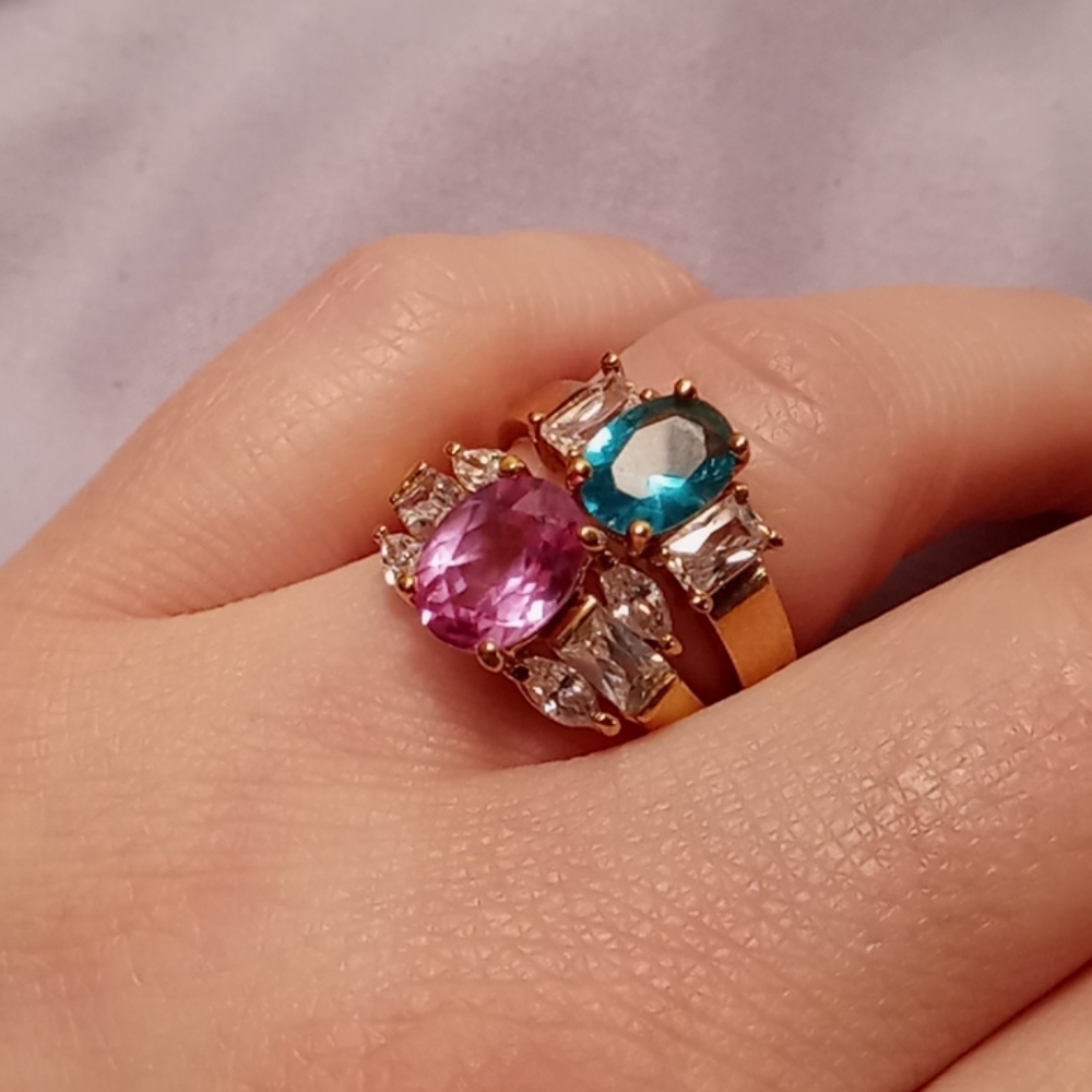 Vintage Edco Sparkly Bling Rings Size 7 - Picture 3 of 5